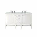 James Martin Vanities Addison 60in Double Vanity, Glossy White w/ 3 CM Arctic Fall Solid Surface Top E444-V60D-GW-3AF